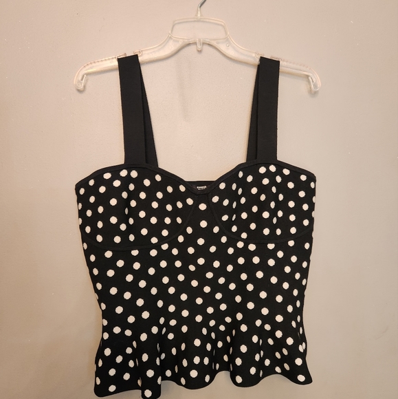 Polka Dot Sleeveless Peplum Sweater - Picture 5 of 8
